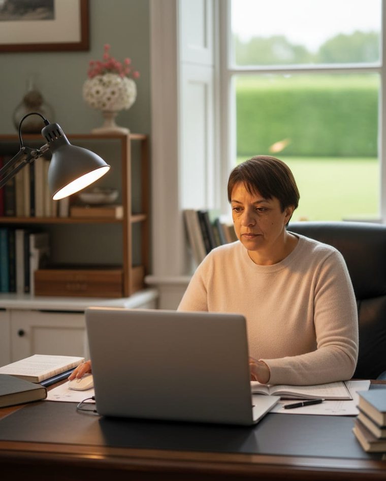 Roseli Santos estudando ao computador